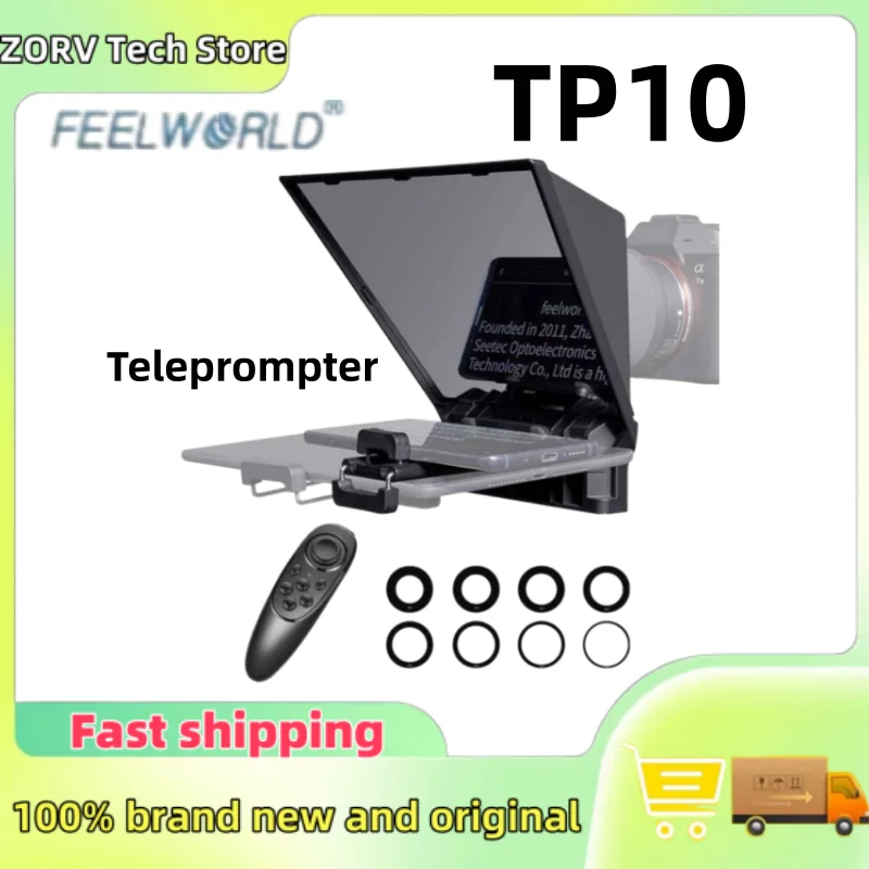 Feelworld TP10 teleprompter plegable portátil de 10 pulgadas con Control remoto 11 "teléfono tableta prompter para teléfono DSLR disparo