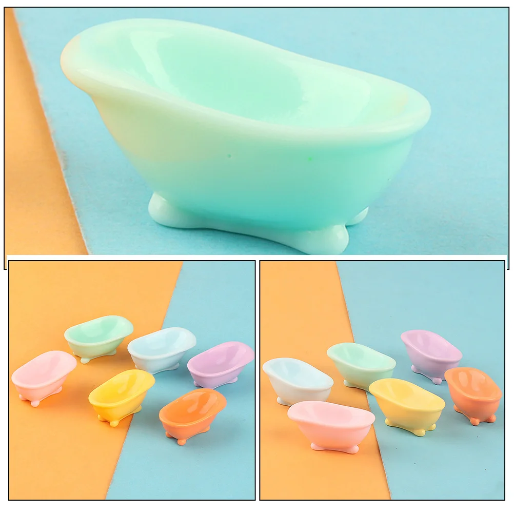 

8Pcs Micro Landscape Resin Mini Bathtub Ornament Creative Bathroom Scene Prop for Home Garden Office Decor Bathroom Scene Prop