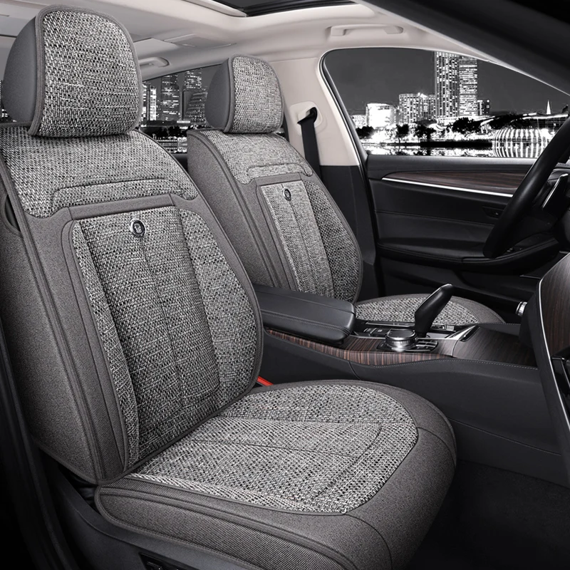 Universal Car Seat Covers for 90% Sedan SUV Durable Flax Linen Adjustable Summer Cushion for Most Five Seats Cars