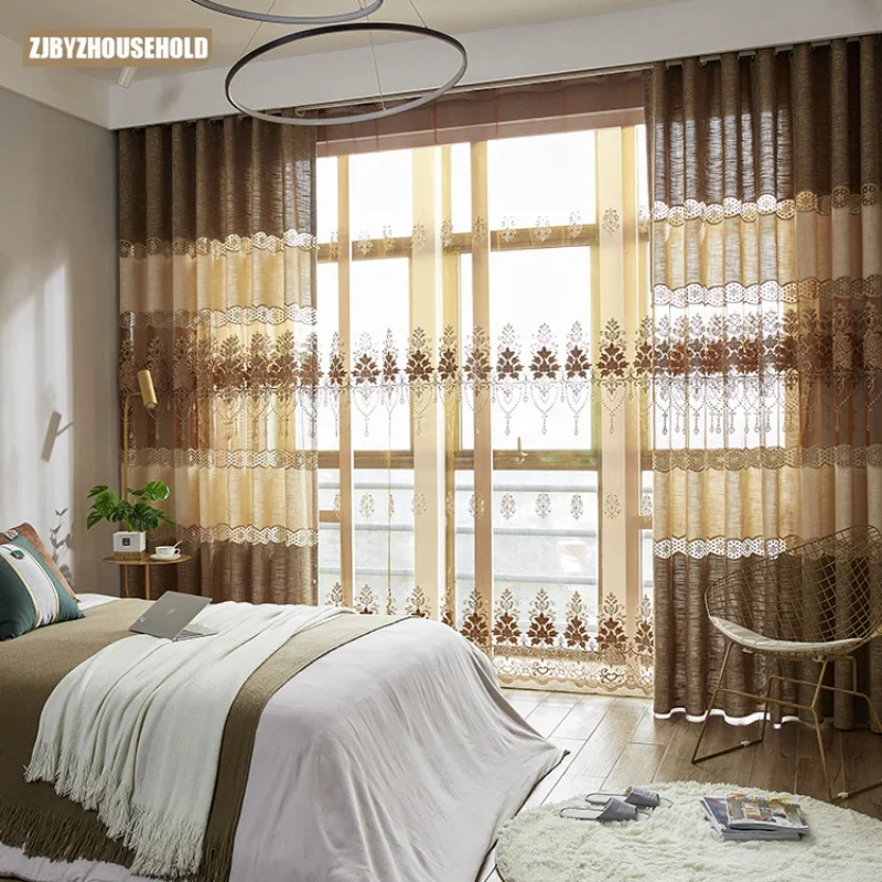 

European Style Joint Embroidery Shade Curtains for Living Dining Room Bedroom Blackout Curtains for The Bedroom