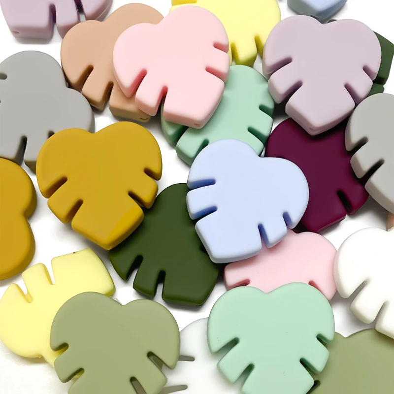 10pcs Silicone Baby Beads Tree Leaf Beads Teeth Baby Toys DIY Pacifier Chain Necklace Accessories