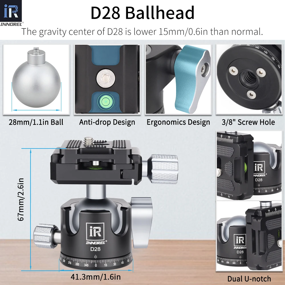 INNOREL CT223C 10-warstwowy Mini statyw z włókna węglowego, kompaktowy przenośny statyw biurkowy do cyfrowego DSLR, wideo DV, obciążenie 10kg