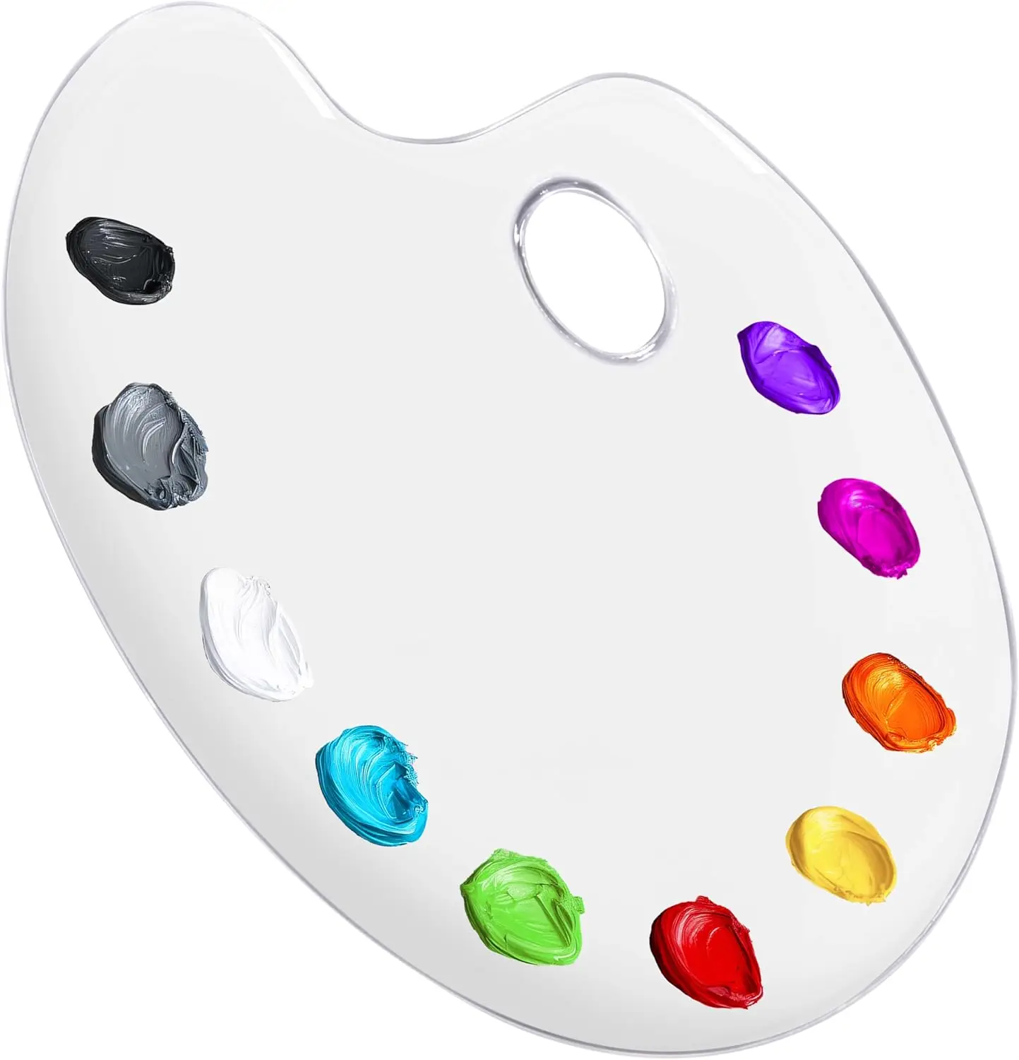 

9x13.8 Clear Oval Acrylic Painting Palette - Non-Stick Transplastic Mixing Tray for Acrylic and Oil Paint with Thumb Hole