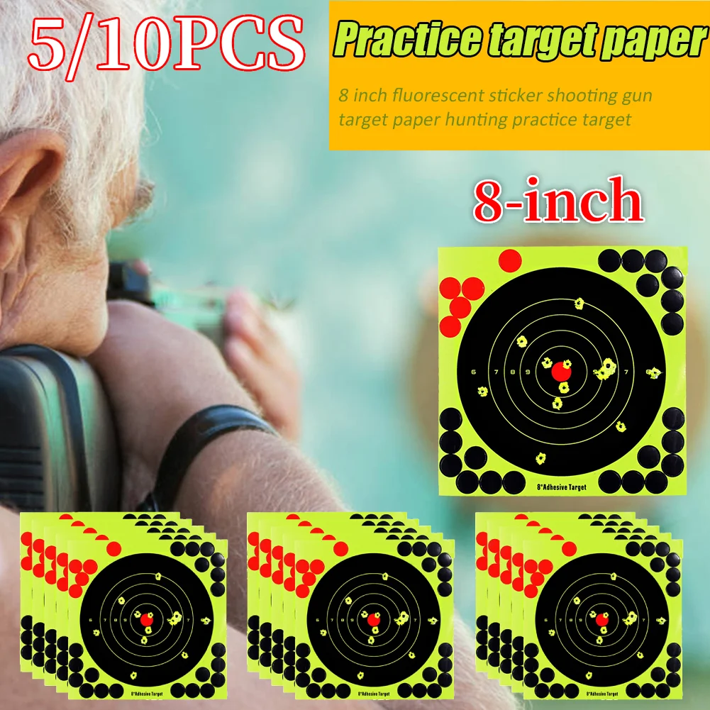 5/10Pcs Round Target Pasters Reactive Splatter Targets Sticker Paper 8 inch Self Adhesive Stickers Shooting Training Accessory ﻿