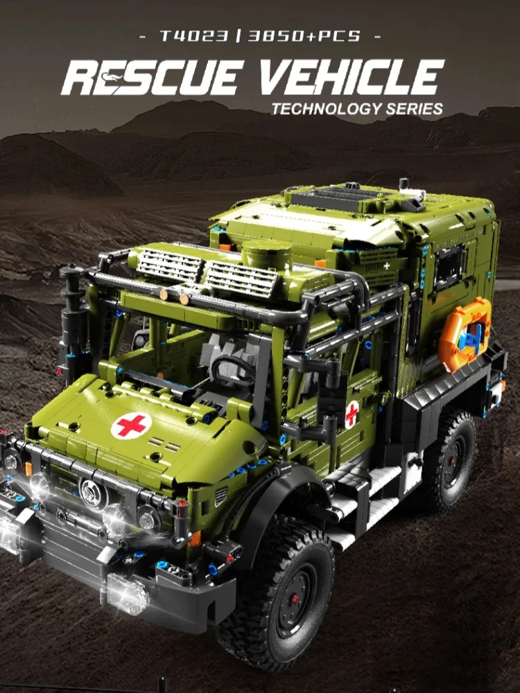 3850PCS Off Road Ambulance Bouwstenen Off Road Voertuig Auto Model Technologie Bricks Kinderen Educatief DIY Speelgoed Verjaardagscadeautjes - afbeelding 2