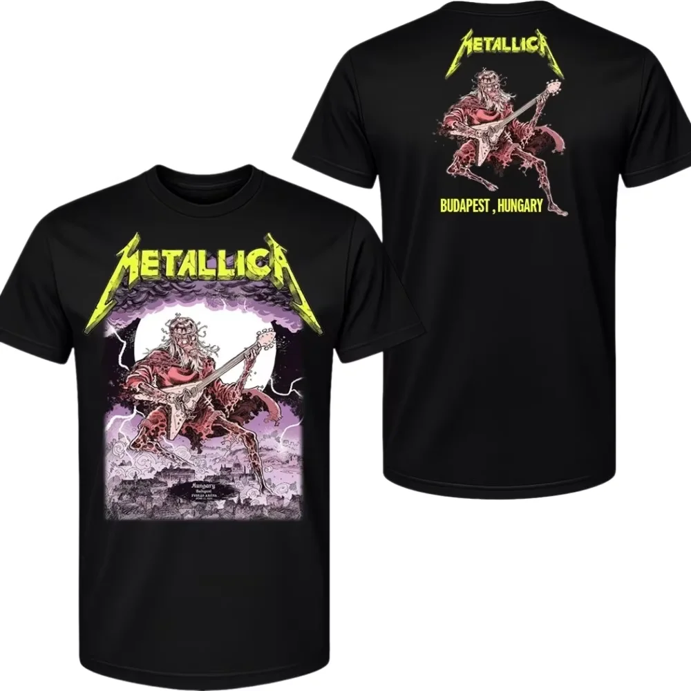 Top Metallica Band M72 World Tour Budapest T-shirt Men and Women Cotton Y2K Clothing Fashion Round Neck Short Sleeved Tee