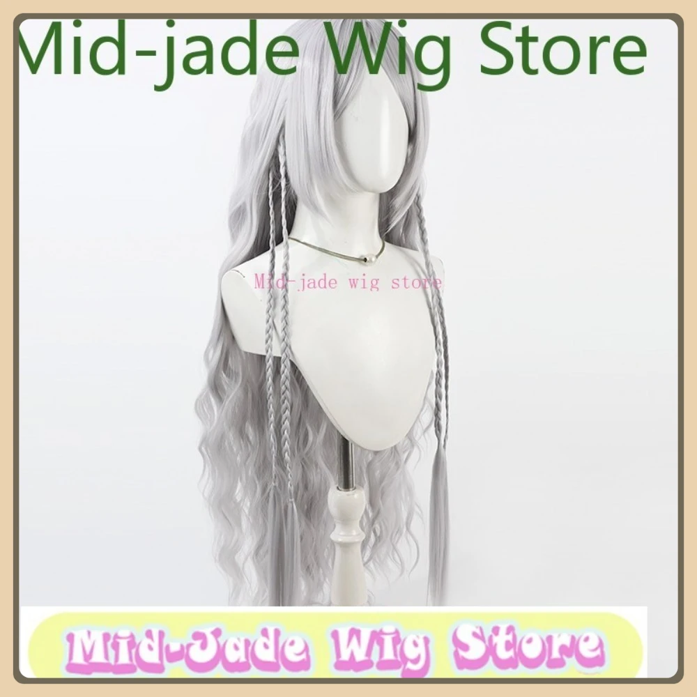 Peluca de jade medio, pelo largo y rizado, peluca de Cosplay, juego de Anime de Halloween, accesorios de ropa de pelo sintético