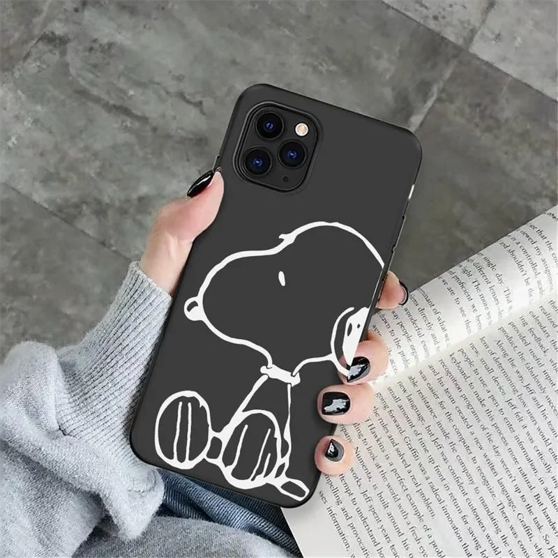 سنوبي قضية الهاتف آيفون ، والأزياء البسيطة ، أنيمي الكرتون ، سيليكون غطاء أسود ، آيفون 11 ، 12 ، 13 ، 14 ، 15 برو ماكس ، XR ، X ، XS ، SE ، 7 ، 8 Plus, SE #2