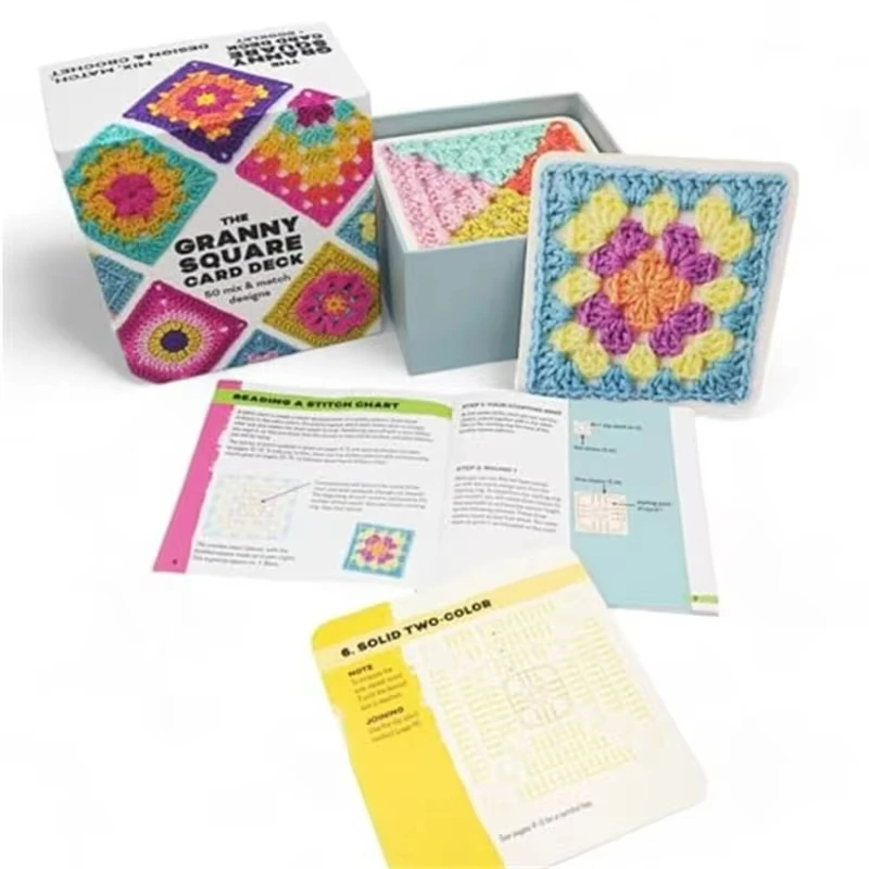 50 Mix & Matchs Designs The Granny Square Card Decks Knitting Kit For Adults Diy Grandma Knitted Pattern Set