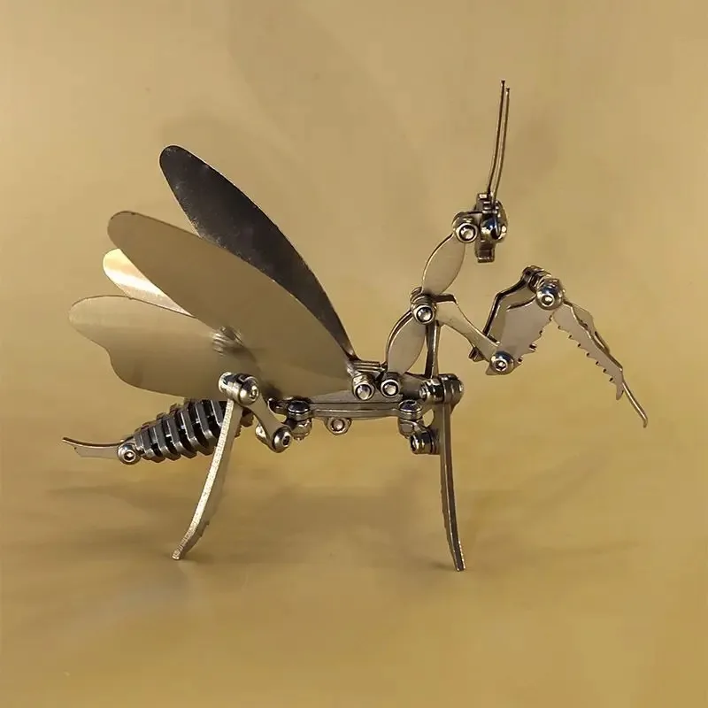 1PC Stainless Steel Mantis Mechanical Insect DIY Assembled Model Kit Hand Assembled Metal Crafts Decorations Gifts