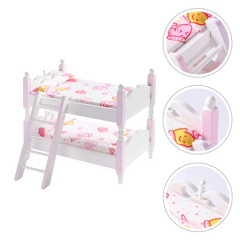 Dollhouse Bunk Bed 1/12 Scale Miniature Furniture Wooden Toy Room