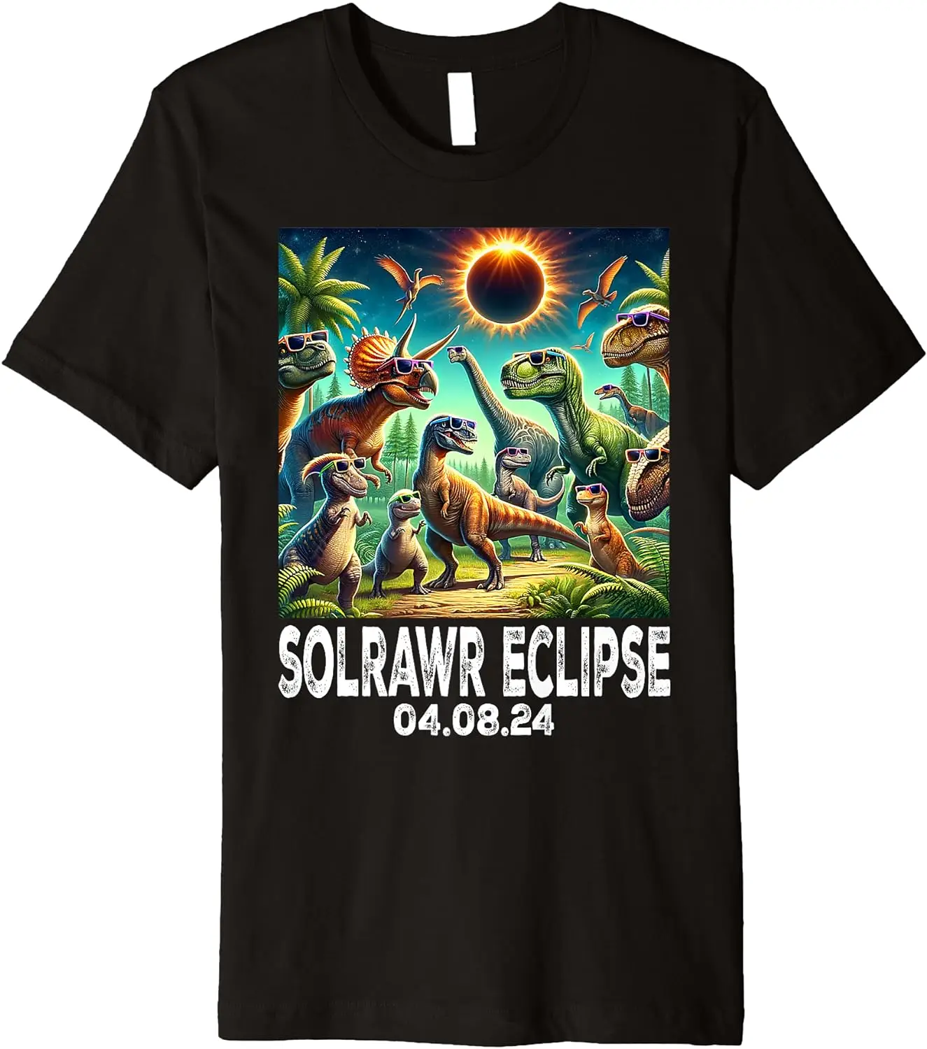 Dino Total Solar Eclipse 2024 April 8 Toddler Boys Kids Premium T-Shirt