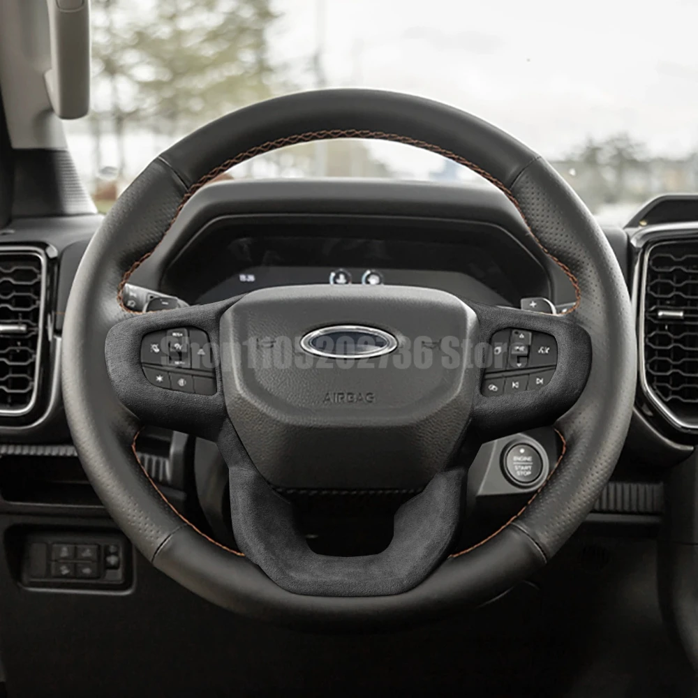 Italian Suede Protection Cover Creative Sticker Compatible with Ford Ranger 2024 2025 2026 Center Control Cup Panel Door Cover