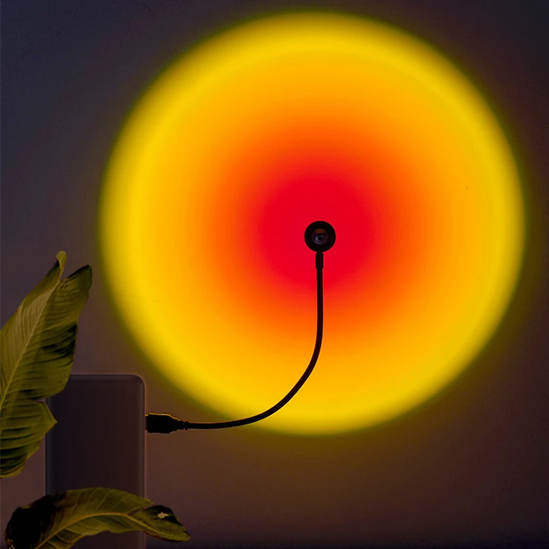 Pôr do sol lâmpada usb arco-íris projetor atmosfera luz da noite decoração para casa fotografia iluminação café decoração da parede luzes