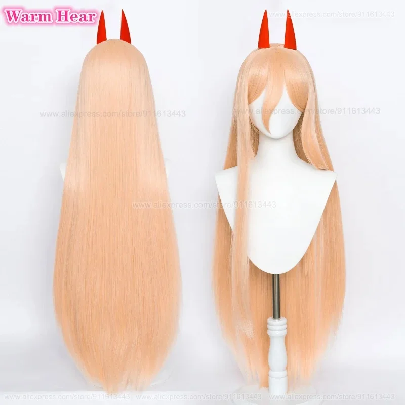 x;3,f6'b7\g, Power Synthetic 100cm Long Orange Pink Straight Hair Cosplay Anime Wigs Horn Heat Resistant H5;h7'b8\f,4/ view 6