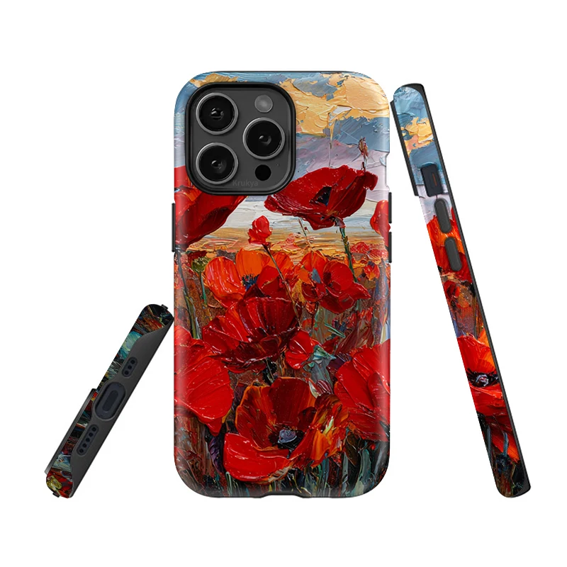 Krukya جراب هاتف آيفون 17 الهواء 16 15 14 برو ماكس 13 12 11 برو ماكس XS XR X SE2 الاكريليك للصدمات زهرة نمط غطاء