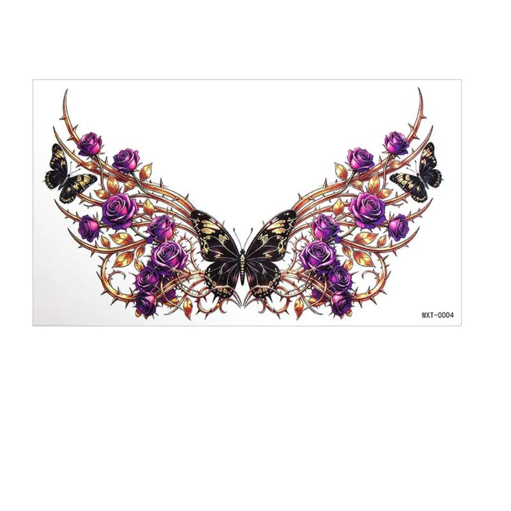 Crown Cross Wing Butterfly Flower Tattoo Stickers 3D Texture Long Lasting Temporary Tattoo Removable Easy Clean