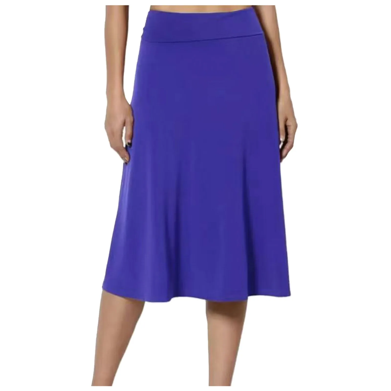 Women's Solid Short Skirts Lightweight Flare Midi Pull On Closure Skirt Plus Size Girls Casual Mid Long Dress In 2024 Summer