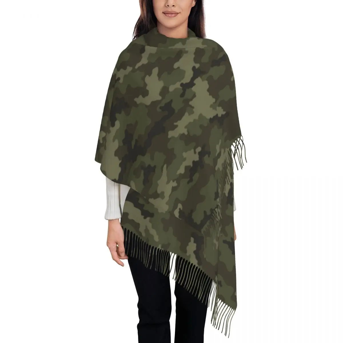 Green Camouflage Shawls Wraps Womens Winter Long Soft Scarf Pashmina Shawl Scarves