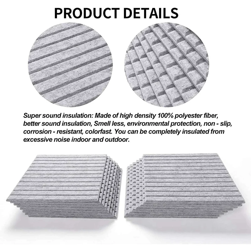 48 Pcs Pro Grade Acoustic Panels,Sound Proof Wall Panels,For Studio Absorbs Sound And Eliminates Echoes(Light Gray)