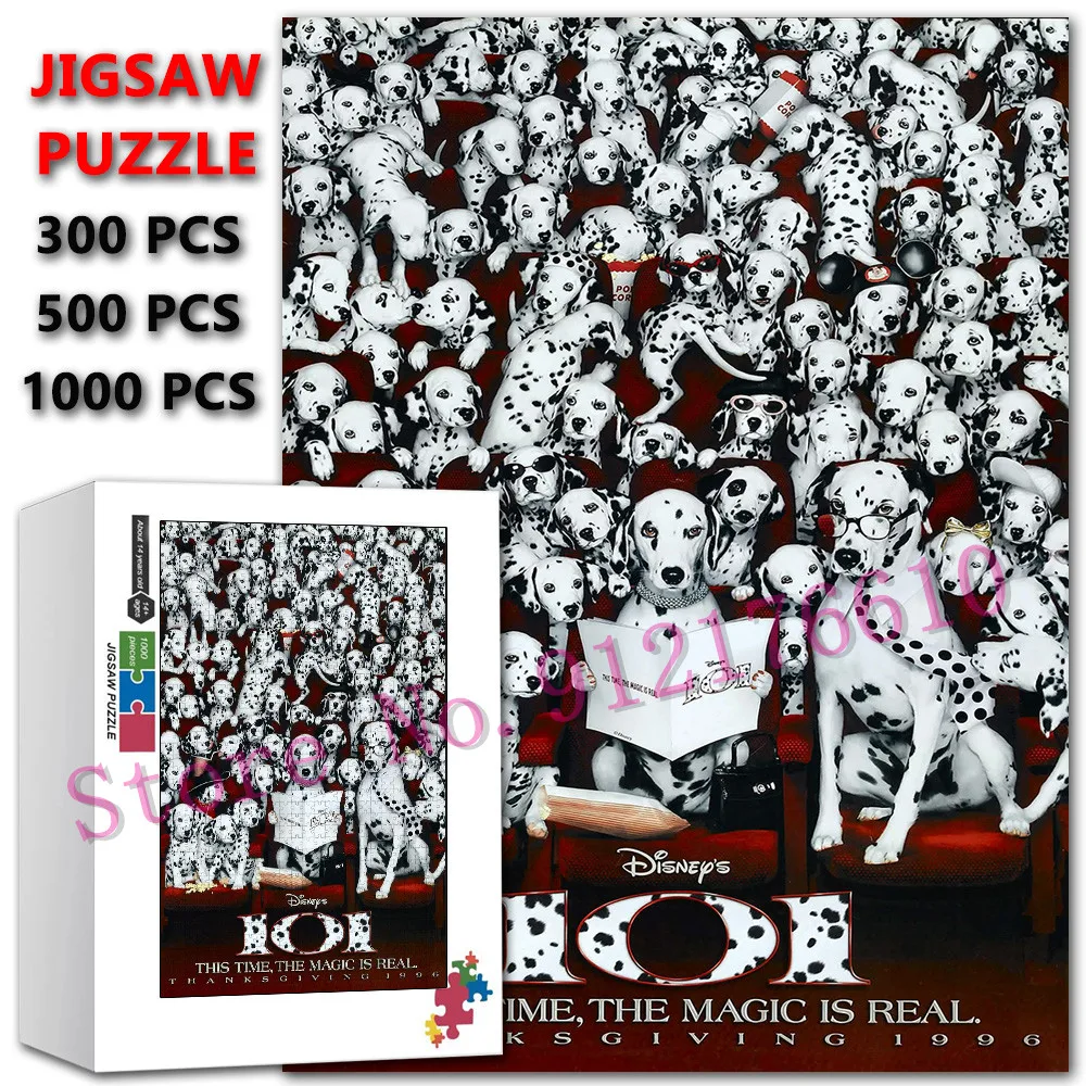 

101 Dalmatians Jigsaw Puzzle 1000 Pieces Disney Puppy Anime Dog Wooden Puzzles for Adults Decompress Educational Christmas Gifts