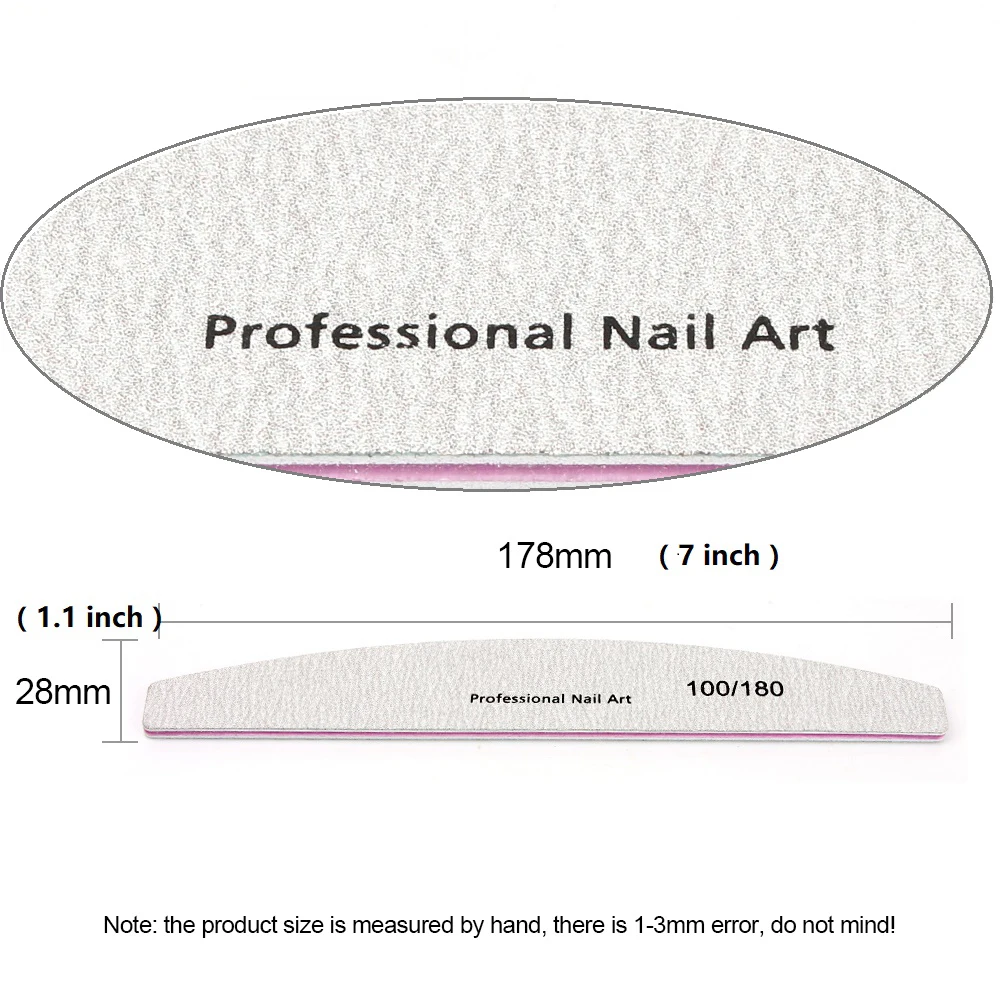 

2000PCS Nail Files Logo custom 100/100/150/180 Grit Nail Buffering Files Washable Double-Side Nail File Block Pedicure Manicure