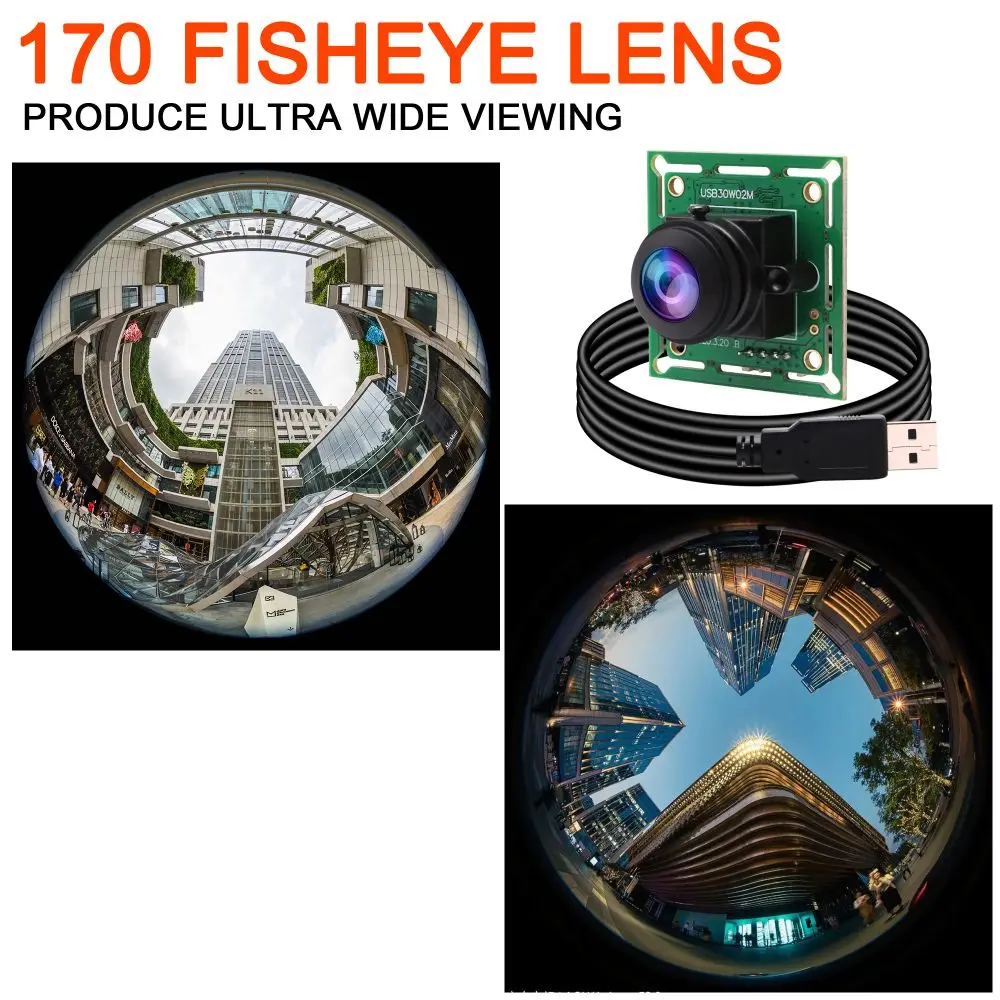 

ELP 0.3MP Fisheye Camera Wide Angle 60fps 640X480 VGA Mini Industrial UVC Camera Board for Robotics Camera Free Driver