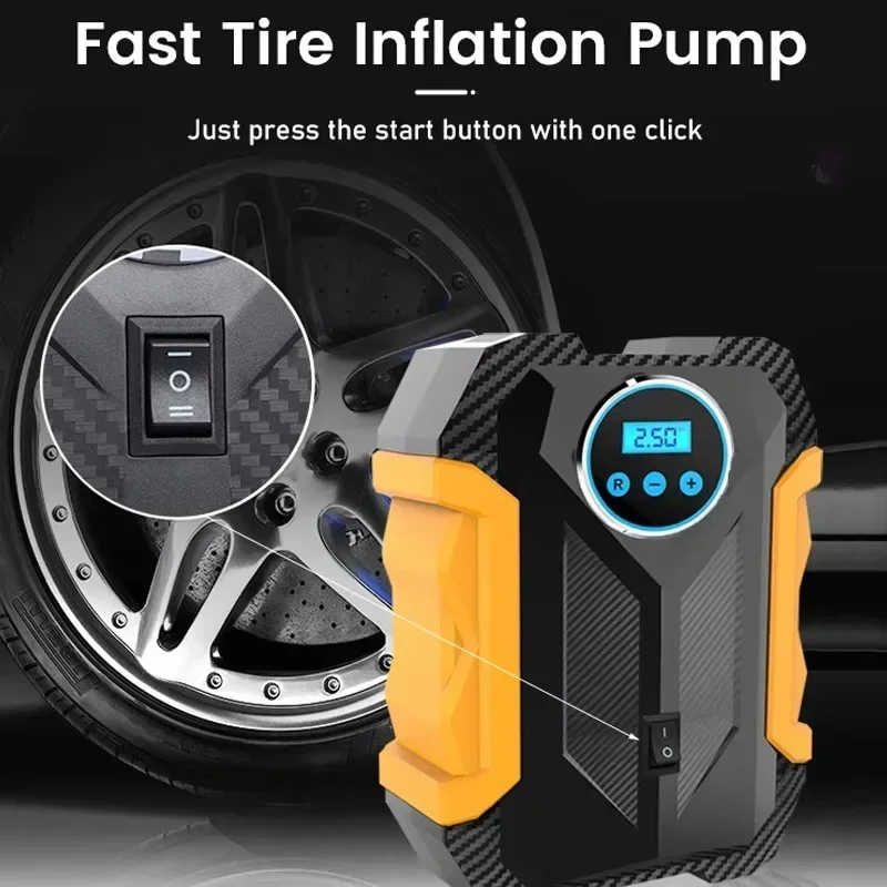 Digital Car Air Compressor Portable Tire Inflator Pump Cigarette Lighter Emergency LED Light Tire Air Pump Compressor for Car