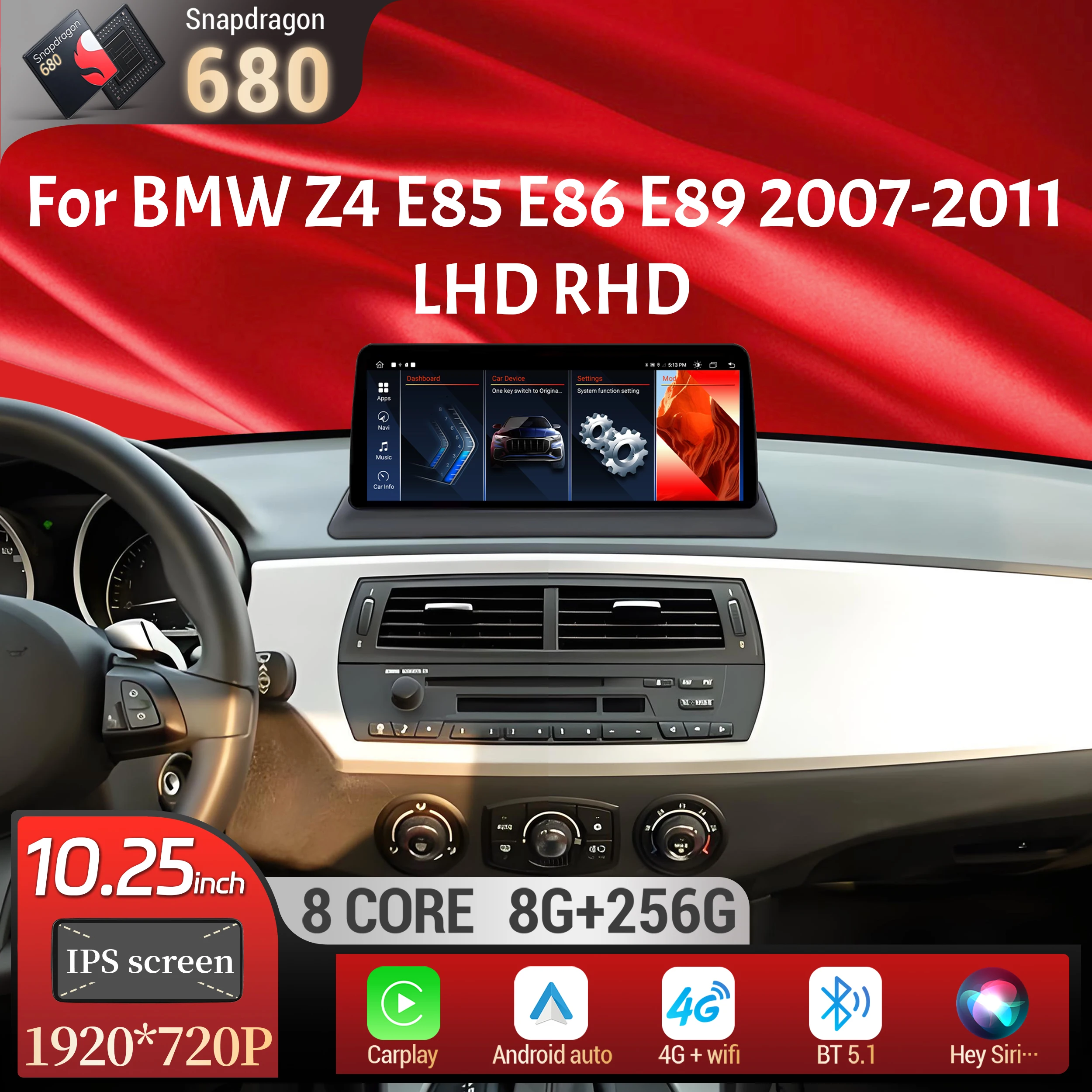 

10.25 inch Android 13 For BMW Z4 E85 E86 E89 2007-2011 Car Radio 4G Wireless Bluetooth Carplay Snapdragon 680 Head Unit Screen