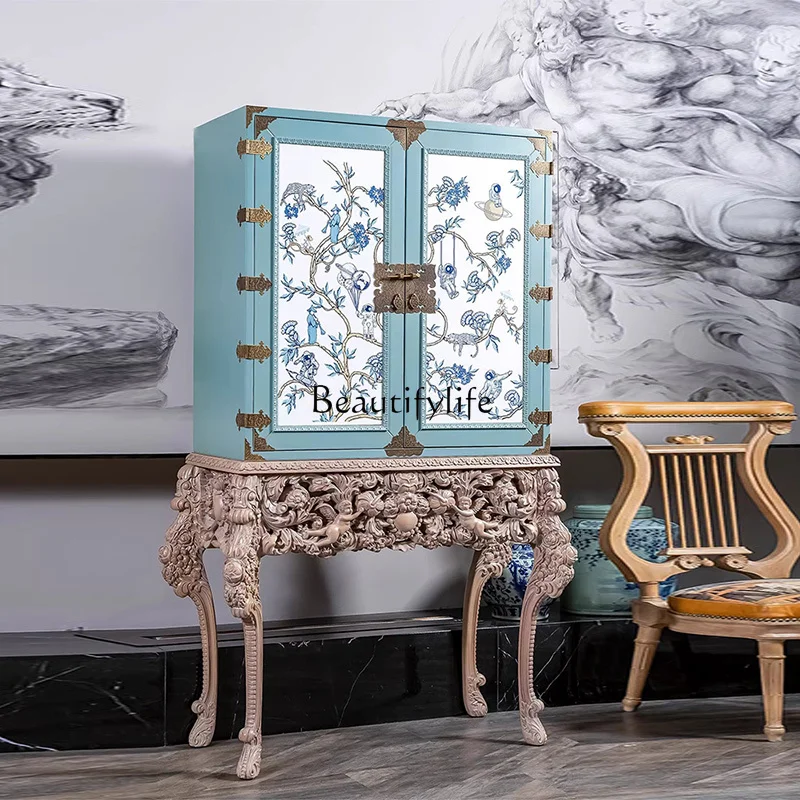 French court art painted wine cabinet high sense European retro home living room