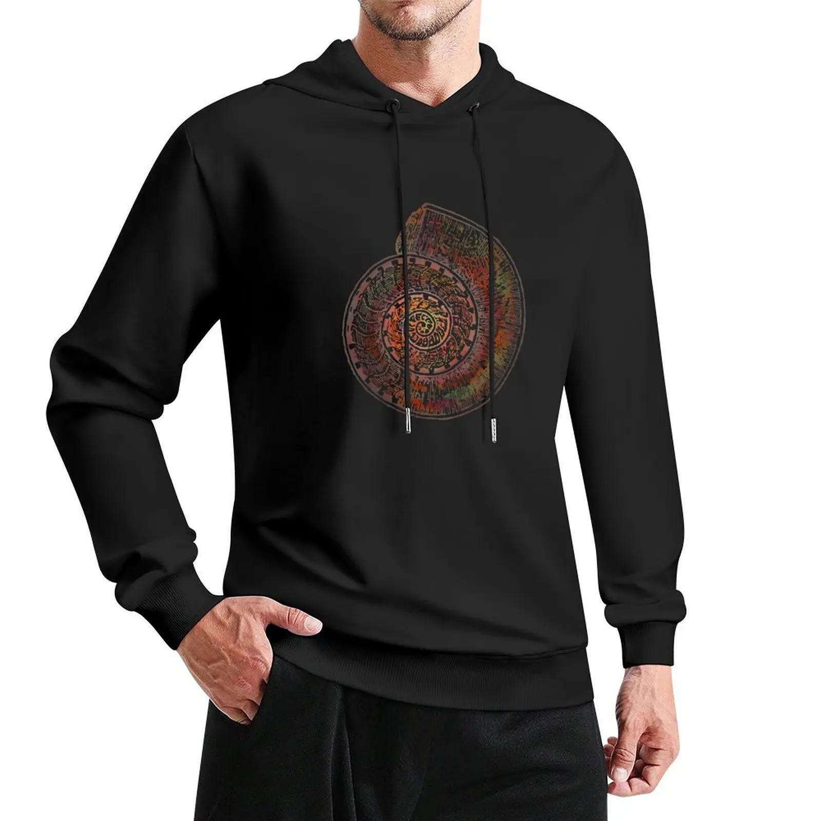 Fossil Multicoloured Ammonite Pullover Hoodie men clothing men's clothing hoodie for men