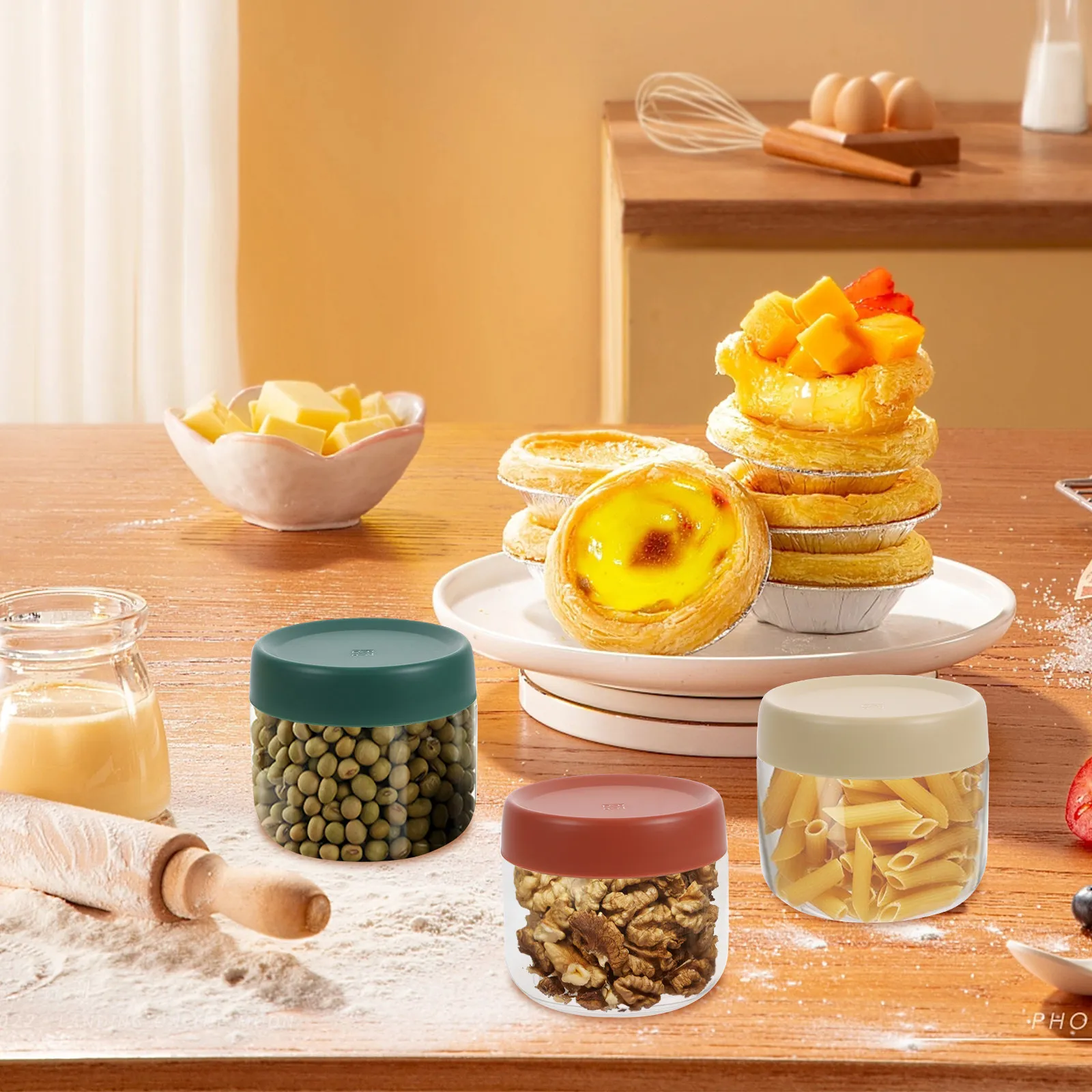 

3Pcs Glass Baby Food Containers Sealed Jars Space Saving Small Glass Bottles Storage Organizers Stackable Kitchen Baby Food Jars