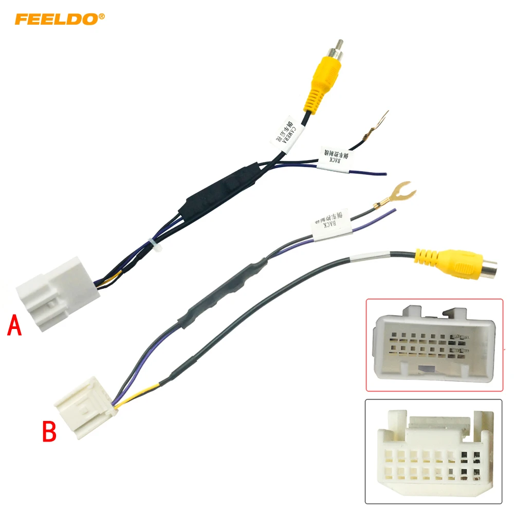 FEELDO 16-pin Car Reverse Camera Video Input Adapter Wiring Cable Use For Toyota Original Head Unit Retrofitting Reverse Camera