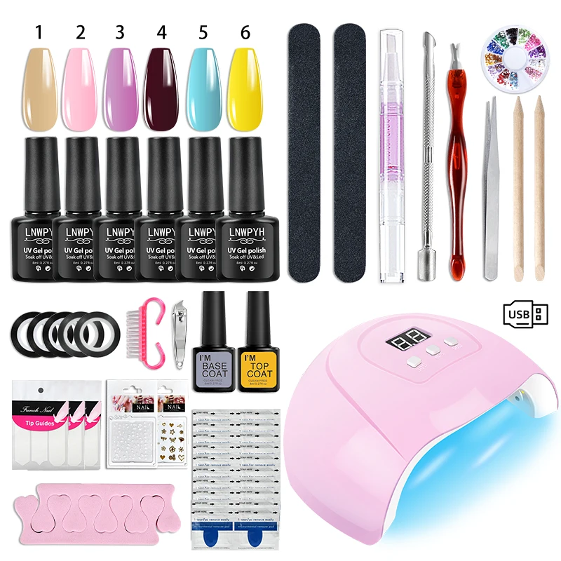 

Nail Gel Polish Kit With UV Nail Lamp Soak Off UV LED Nails Varnish Set Semi Permanent Nail Art Gels Lacquer Manicure Tools Set