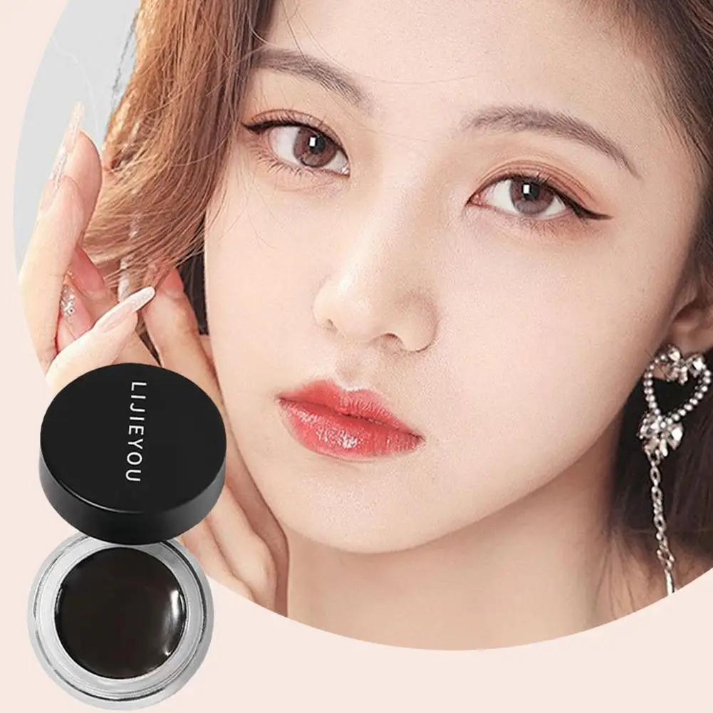 2 สีอายไลเนอร์เจลติดทนนานกันน้ํา Smooth Eye Liner ครีมสีน้ําตาลสีดําแต่งหน้าพร้อมแปรงสําหรับเลือก S4B0