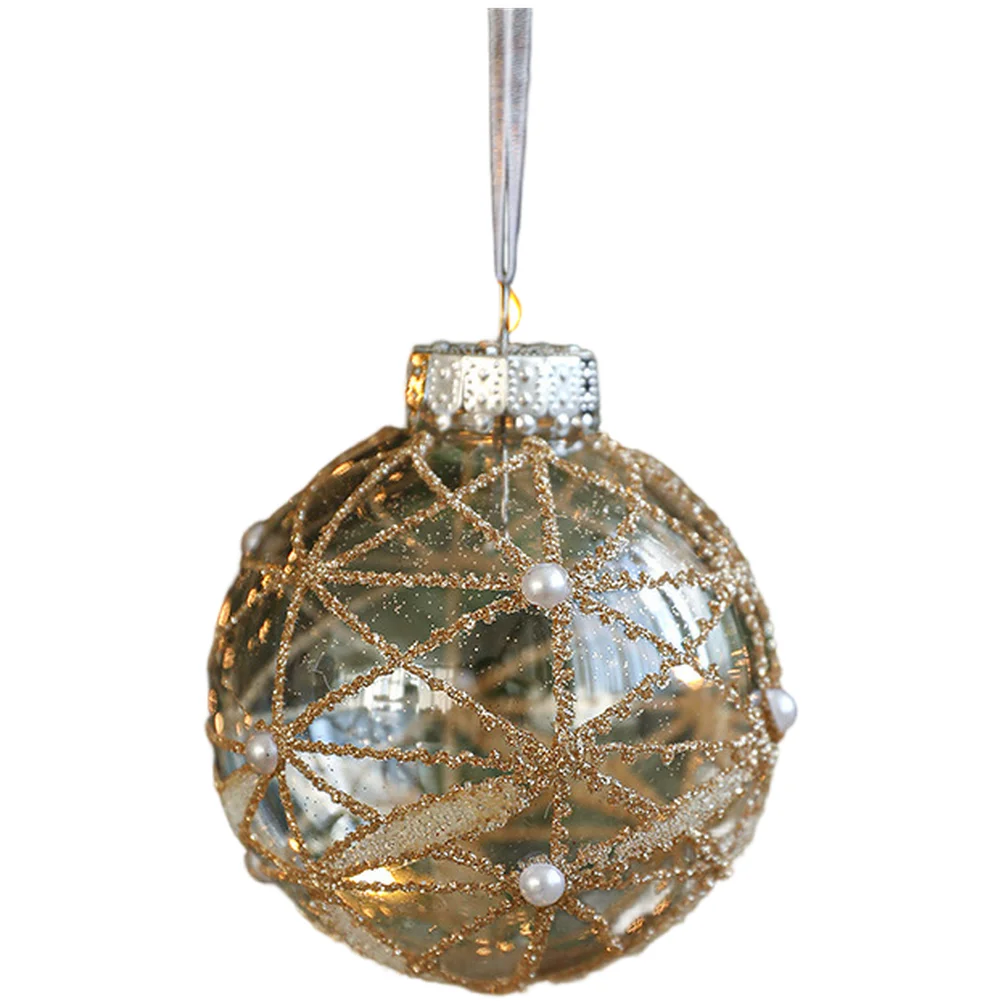 Clear Plastic Baubles Christmas Tree Ornament 8*8*8cm 8 Cm Diameter Gold Glitter Particles Indoor Outdoor Decoration