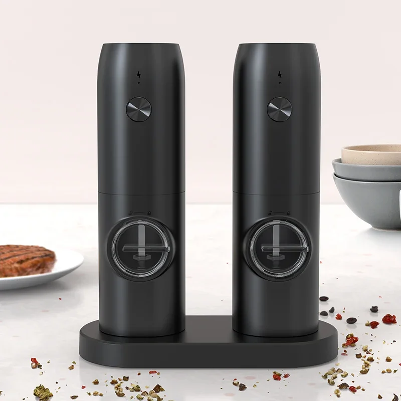 Electric automatic pepper grinder Spice grinder USB charging adjustable thickness kitchen tools with LED lights