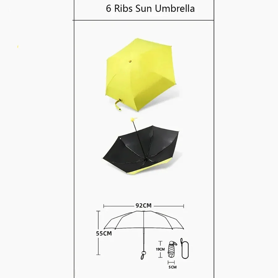 Parasol przeciwsłoneczny z 6 żyłkami Przenośny mini parasol przeciwsłoneczny Parasol przeciwsłoneczny Parasol z pudełkiem Składany parasol