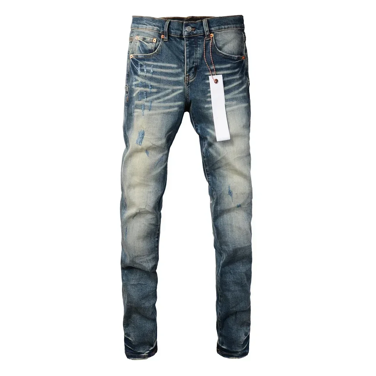 Top quality Purples jeans Men Fashion streetwear distressed blue brands fashionable repair low rise tight denim pants