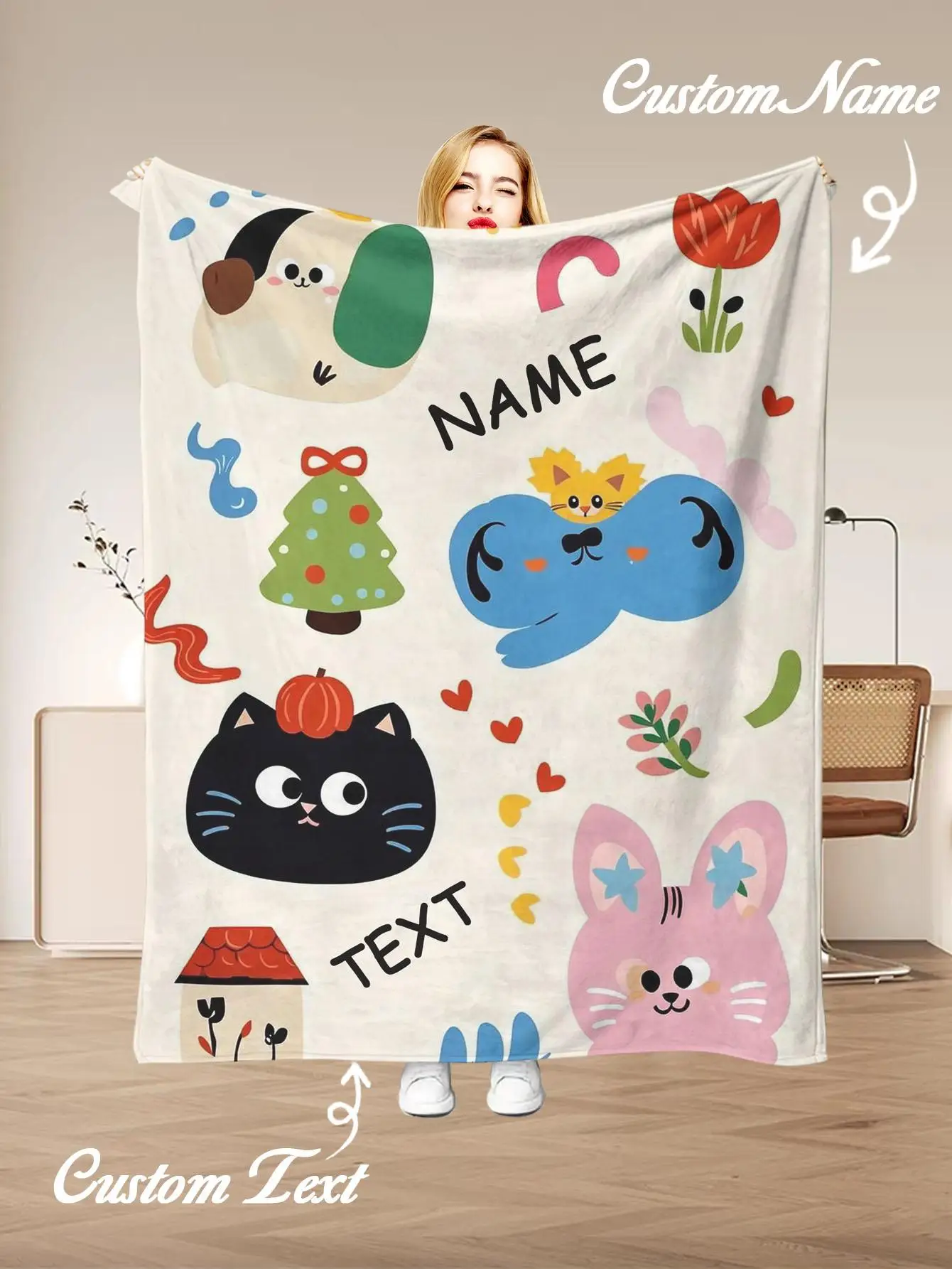 Personalized Theme Digital Print Flannel Blanket,All Season Multi-Purpose Polyester Stuffed Blanket for Family&Friends Gifts-Soft Cozy Lightweight Fabric