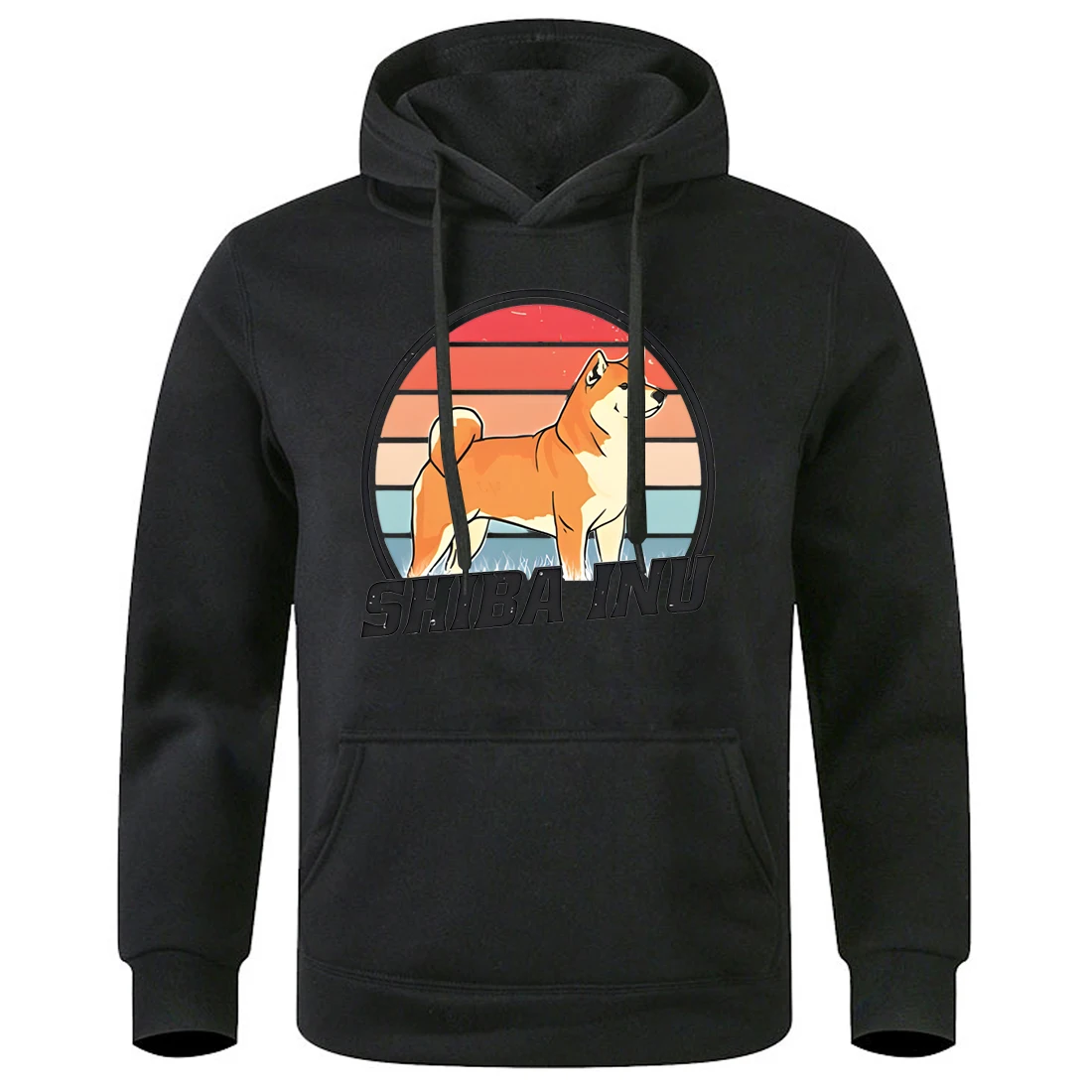 Cute Yellow Shiba Inu Printing Men Hooded Graphic Funny Fashion Sweatshirt Loose Oversized Hoody Basic All Match Retro Hoodie