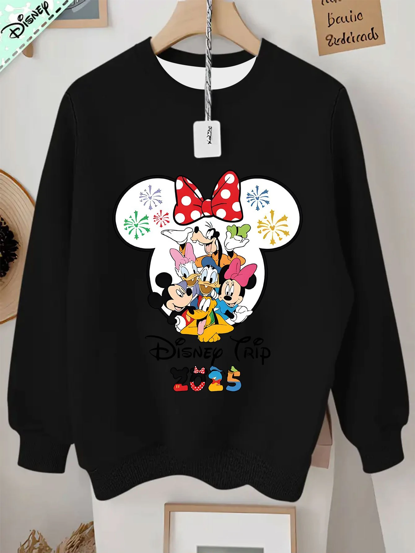 سويت شيرت ديزني كلاسيك ميكي آند فريندز نسائي كاجوال بأكمام طويلة ورقبة دائرية ناعمة وطبعة كرتونية لطيفة ملابس فتاة #6