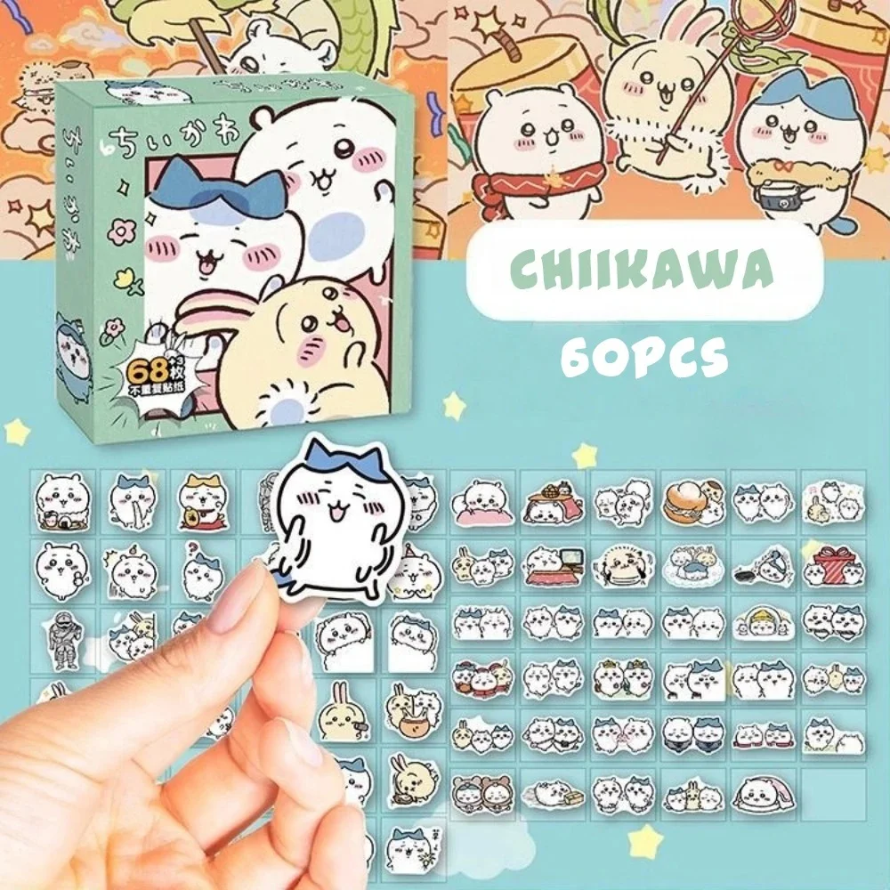 60/100 ピース/箱アニメちいかわ漫画ステッカーかわいいハチワレうさぎ DIY ハンドアカウント電話ラップトップスケート装飾デカールギフト