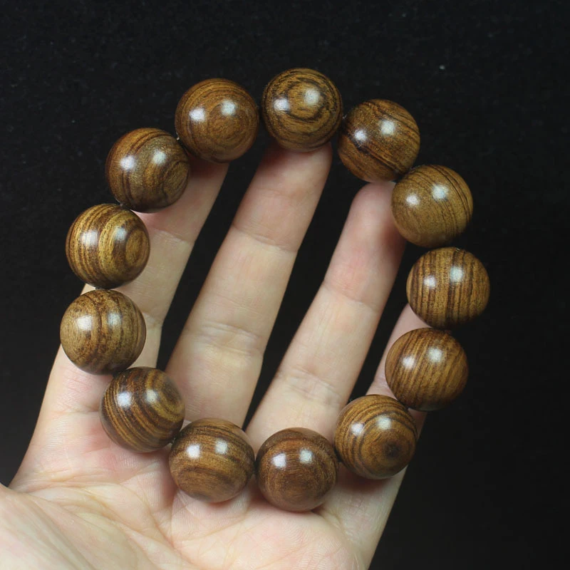 

Black rosewood single-loop round bracelet 20mm unisex wooden Buddhist prayer beads cultural accessory