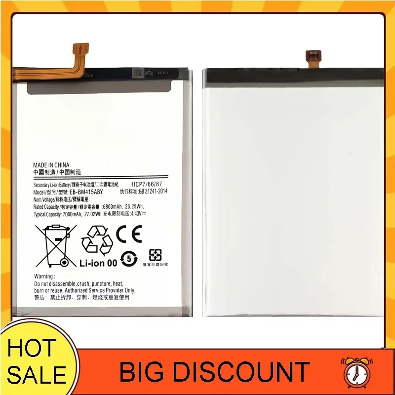 6800mAh Mobile Phone Batteries EB-BM415ABY For Samsung Galaxy M51 M515F M62 F62 Rechargeable Portable Battery