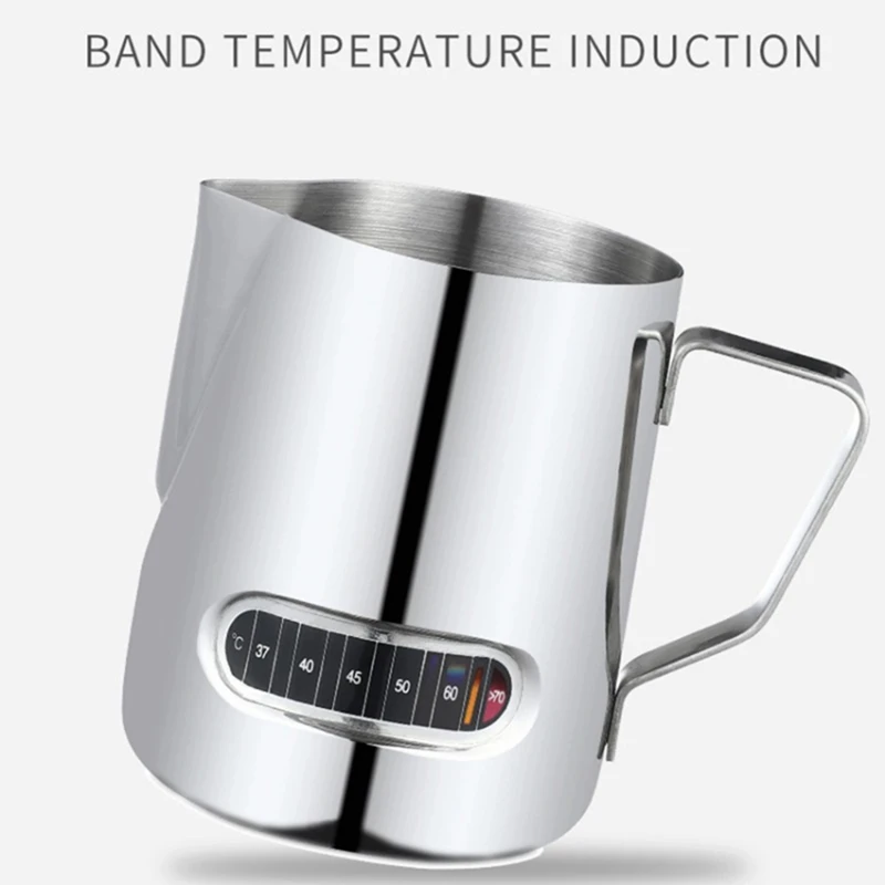 Milk Frother Temperature Display Milk Frother Pot and Cup for Latte Art 350ml