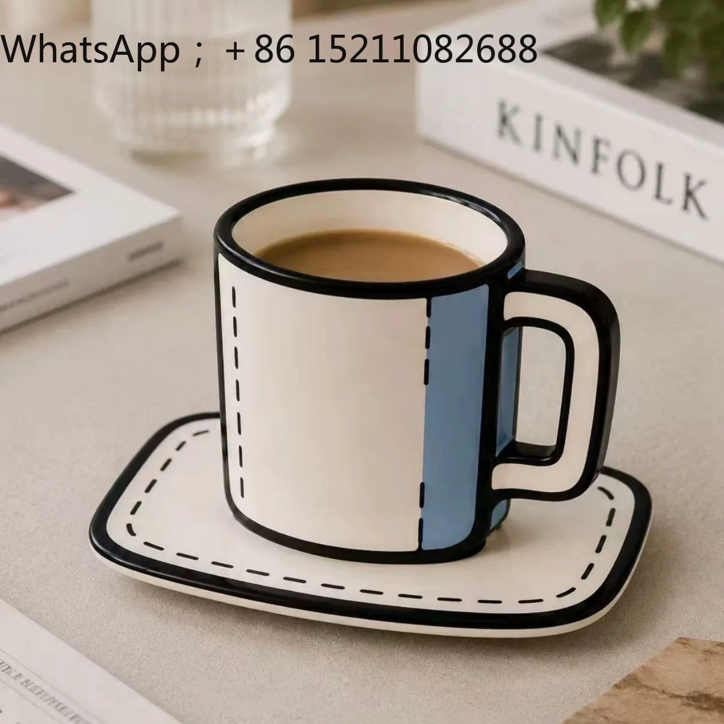 SCY two-dimensional comic ceramic mug casual simple coffee cup household water cup