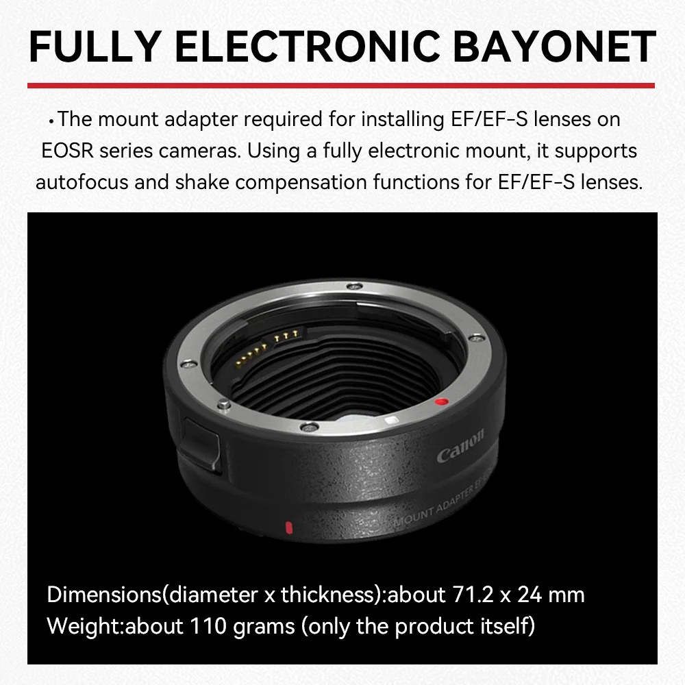 Original Canon EF-EOS R Adapter R Series Body to EF Lens for R3 R5 R6 R7 R8 R10 R50 RP Canon EOS R Adapter