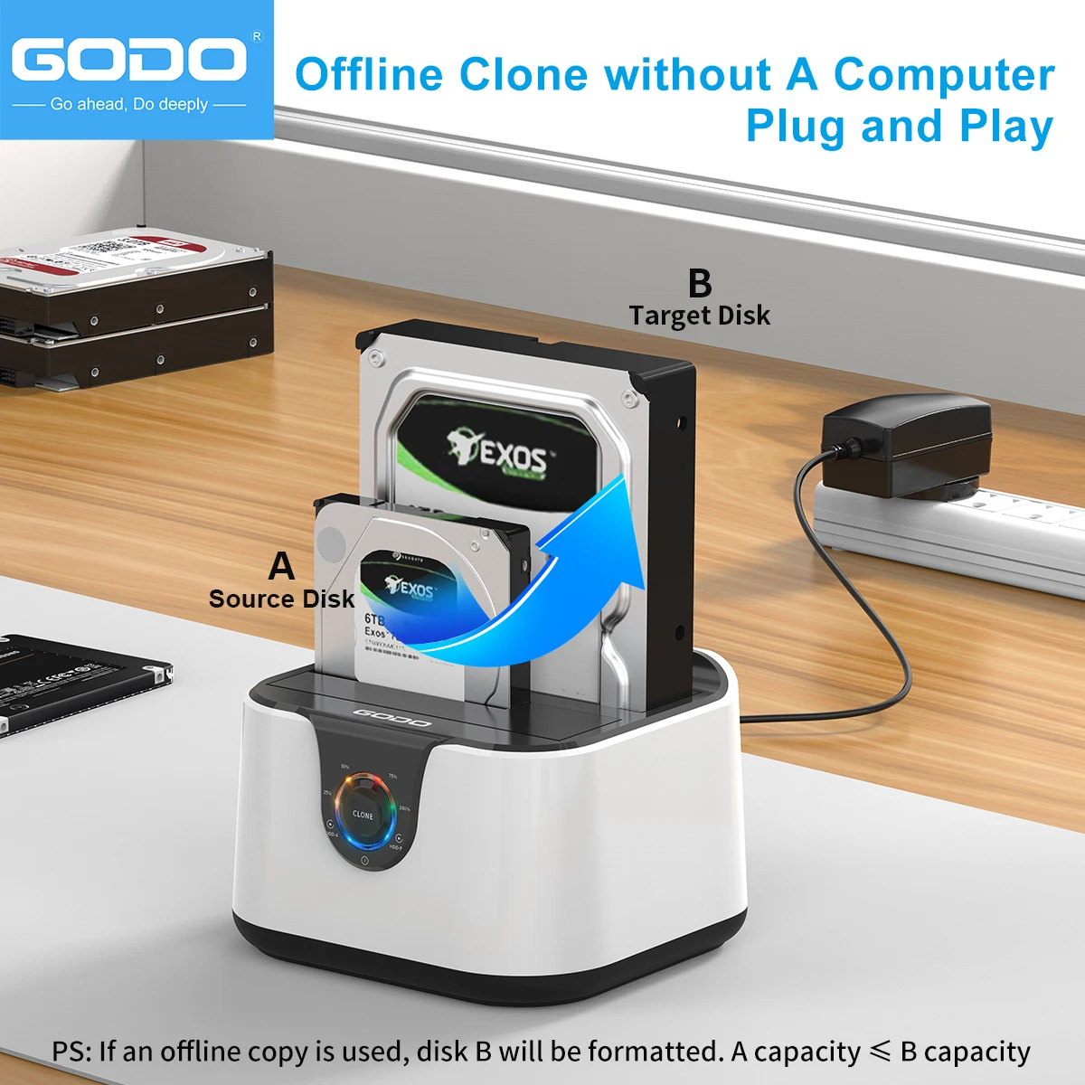 Imagem -03 - Godo-estação de Ancoragem do Disco Rígido com Indicador Led Dual Bay Hard Drive Dock Usb 3.0 tipo c 2.5 3.5 Hdds Ssd