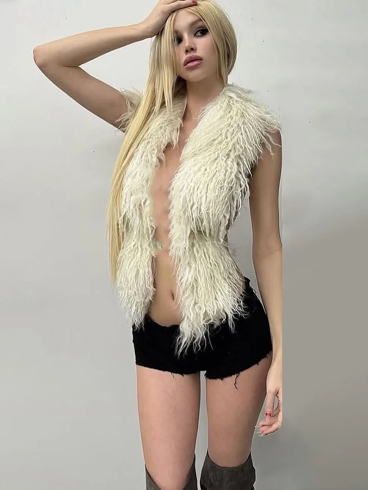 

Женская пушистая майка с кисточками Weird Puss, сексуальная повязка на бретельках с открытой спиной, без рукавов, классическая трендовая тонкая уличная клубная одежда